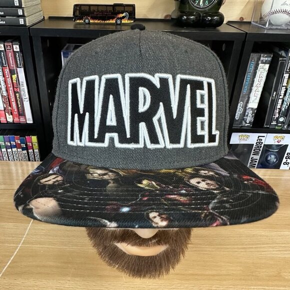 Marvel Avengers Embroidered Multi Hero Snap Back Hat Adjustable Cap Gray - Picture 1 of 5